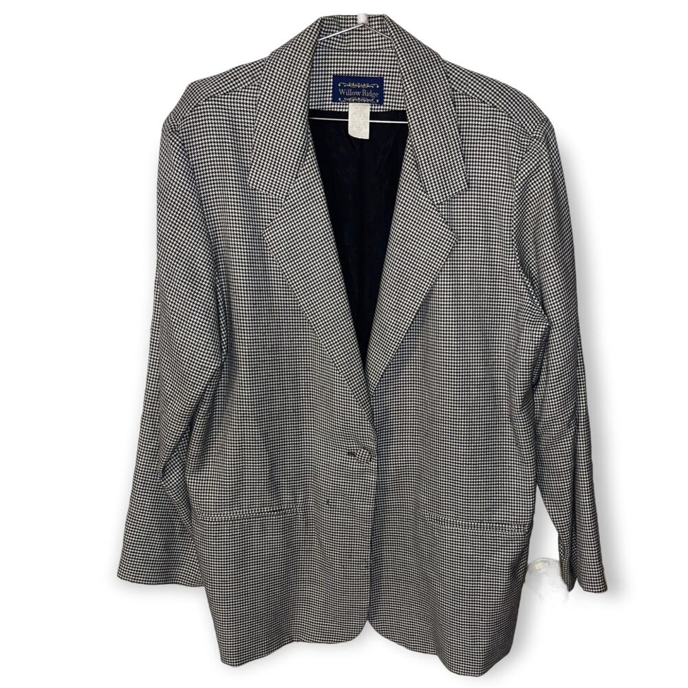 Vintage Willow Ridge Blazer Plaid Boxy Boyfriend  Houndstooth 1980s